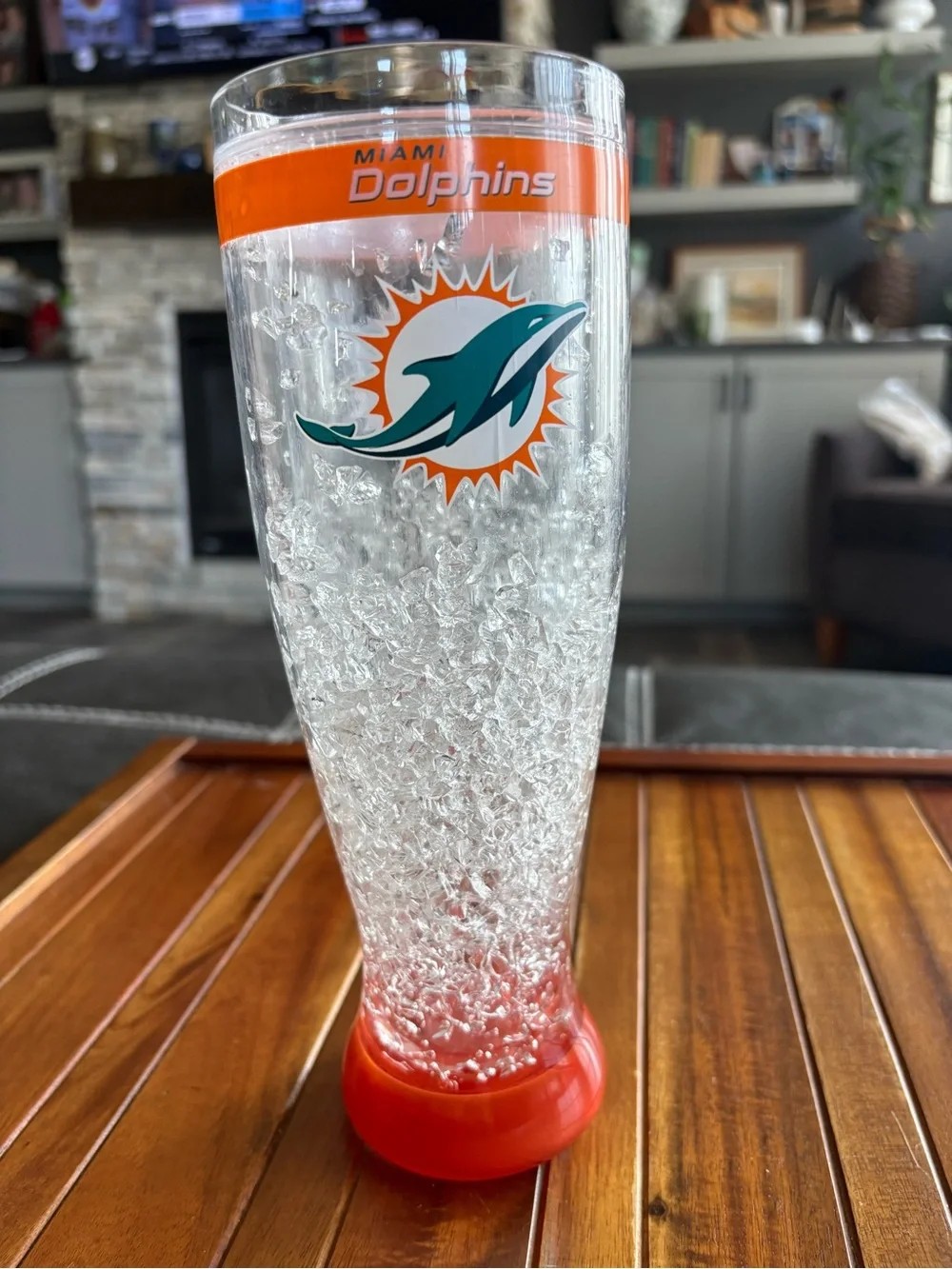 Miami Dolphins 16oz Crystal Freezer Pilsner Glass Official NFL Frozen Drink Mug